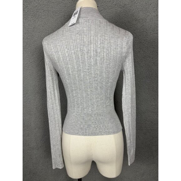 Hooked up by Iot Women's Juniors' Quarter-Zip Mock-Neck Sweater Gray XS NWT's - Picture 5 of 8